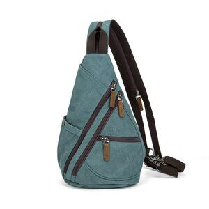 Da Van Multifunctional Teal Canvas Sling Bag Backpack Bag